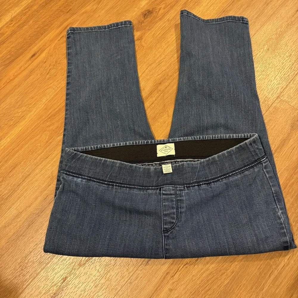 St Johns Bay High Rise Blue Jeans Elastic Waist Pull On Size‎ XL Measures 36x23